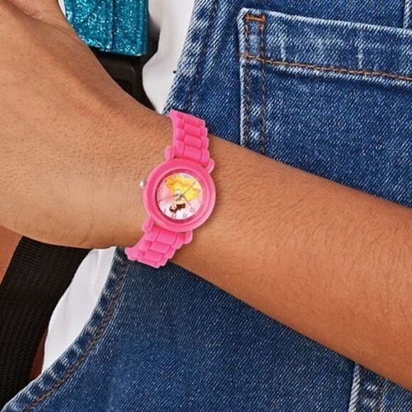 Disney Kids Princess Belle Pink Silicone Time Teacher Watch - Picture 2 of 5